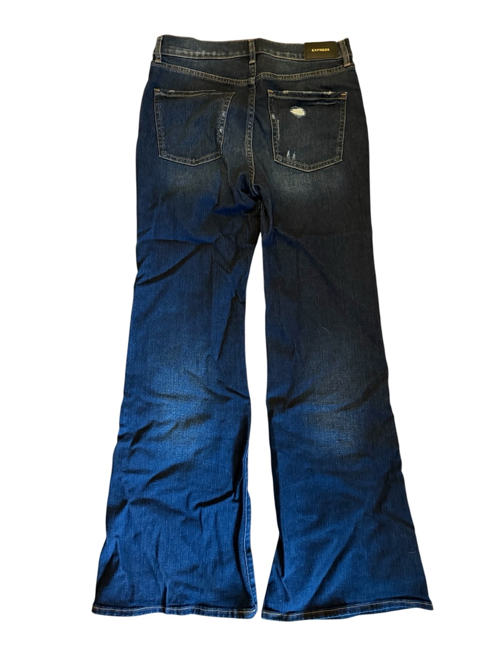 🫶🏻 Express 70’s Flare Mid-Rise Dark Blue Flare Jeans 2S (28 x 30) - Picture 3 of 4